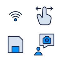 Photography icons set. Signal, hand gesture, save, conversation. Perfect for website mobile app, app icons, presentation, illustration and any other projects vector