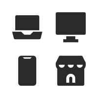 User Interface Icons Set. Laptop, monitor, smartphone, store. Perfect for website mobile app, app icons, presentation, illustration and any other projects vector
