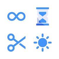 User Interface Icons Set. Infinity, hourglass, scissors, sun light. Perfect for website mobile app, app icons, presentation, illustration and any other projects vector