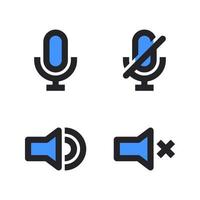 User Interface Icons Set. Microphone, mute, audio, silent. Perfect for website mobile app, app icons, presentation, illustration and any other projects vector