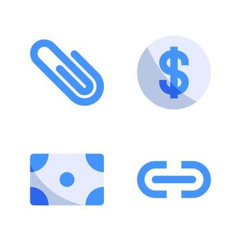 usuario interfaz íconos colocar. papel acortar, dólar, dinero, Hipervínculo. Perfecto para sitio web móvil aplicación, aplicación iconos, presentación, ilustración y ninguna otro proyectos vector