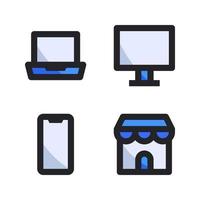 User Interface Icons Set. Laptop, monitor, smartphone, store. Perfect for website mobile app, app icons, presentation, illustration and any other projects vector