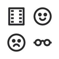 User Interface icons set. Film reel, emoji, bad, eyeglasses. Perfect for website mobile app, app icons, presentation, illustration and any other projects vector