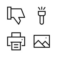 User Interface Icons set. Dislike, flash light, printer, image. Perfect for website mobile app, app icons, presentation, illustration and any other projects vector