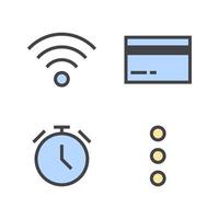 User Interface Icons set. Wifi signal, credit card, stopwatch, setting. Perfect for website mobile app, app icons, presentation, illustration and any other projects vector