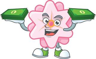 Chinese pink flower cartoon character style vector