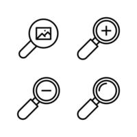 Photography icons set. Search, zoom in, zoom out, magnifier. Perfect for website mobile app, app icons, presentation, illustration and any other projects vector
