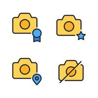 Photography icons set. Image medal, favorite, image pin, no camera. Perfect for website mobile app, app icons, presentation, illustration and any other projects vector