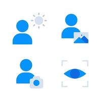 Photography icons set. user sun, user image, user camera, focus. Perfect for website mobile app, app icons, presentation, illustration and any other projects vector