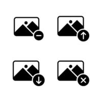 Photography icons set. Image delete, upload image, download image, cancel. Perfect for website mobile app, app icons, presentation, illustration and any other projects vector