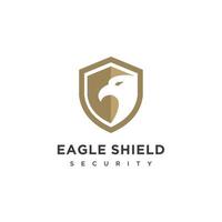 Security shield gold eagle logo design template vector