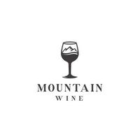 montaña vino vaso logo diseño vector firmar ilustración modelo