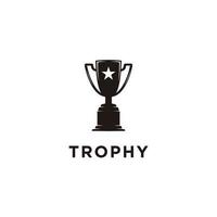 Trophy cup with star logo flat icon vector on white background