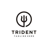 Trident neptune god poseidon circular circle minimalist logo design vector