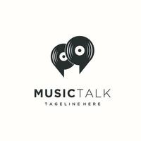 Music chat talk vinyl record logo design vector