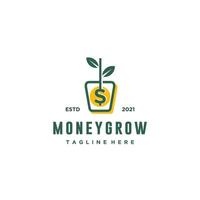 Tree growing on coin money grow investment logo vector icon illustration