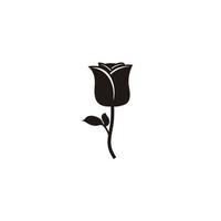 Black Rose Flower Minimalist Circle Logo Design Icon Vector