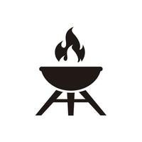 BBQ grill simple icon .Barbecue with smoke or steam logo vector illustration