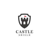 Fortress castle royal shield logo design vector