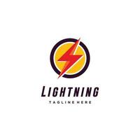 Electric bolt lightning circle logo vector icon