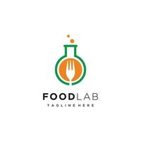 Food lab fork in glass lab simple logo design icon vector