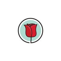 Red Rose Flower Minimalist Circle Logo Design Icon Vector