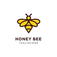 Honey bee simple minimalist logo design isolated yellow background Premium Vector