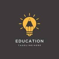Light bulb and pencil creative logo design vector
