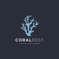 coral arrecife risco azul logo diseño vector