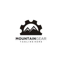 montaña y engranaje enduro industria logo diseño vector