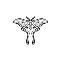 Luna Moth with Lilith's symbol on her wings. luna moth, moon moth. Geometric vector symbol with luna moth