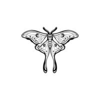 Luna Moth with Lilith's symbol on her wings. luna moth, moon moth. Geometric vector symbol with luna moth