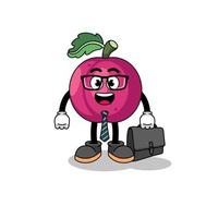 ciruela Fruta mascota como un empresario vector