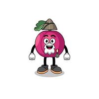 personaje dibujos animados de ciruela Fruta como un veterano vector