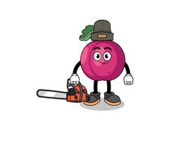 plum fruit illustration cartoon as a lumberjack vector