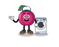 plum fruit illustration as a laundry man vector