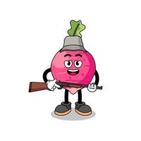 Cartoon Illustration of radish hunter vector