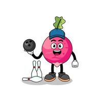 Mascot of radish as a bowling player vector