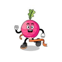 Mascot cartoon of radish running on finish line vector