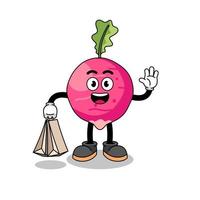 Cartoon of radish shopping vector