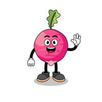 radish cartoon doing wave hand gesture vector