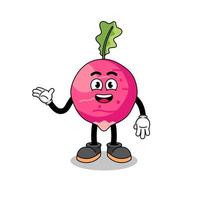 radish cartoon with welcome pose vector