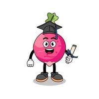 radish mascot with graduation pose vector