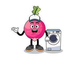 radish illustration as a laundry man vector