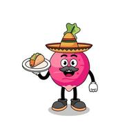 Character cartoon of radish as a mexican chef vector