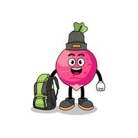 Illustration of radish mascot as a hiker vector