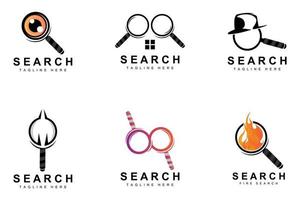 Search Logo Design, Detective Illustration, Home search, Glass Lens, Company Brand Vector