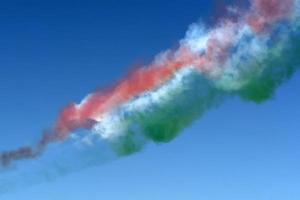 Frecce Tricolori Italy acrobatic flight team italian flag red white and green smoke photo