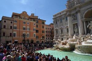 ROME, ITALY - JUNE 10 2018 - Trevi Fountain crowded of tourists photo