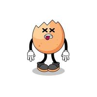 cracked egg mascot illustration is dead vector